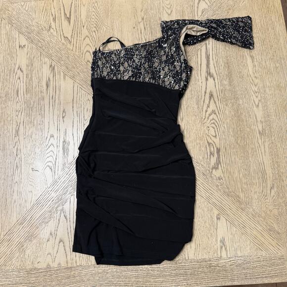 City Triangles One Shoulder Sheath Dress Sequins Small - Picture 2 of 7